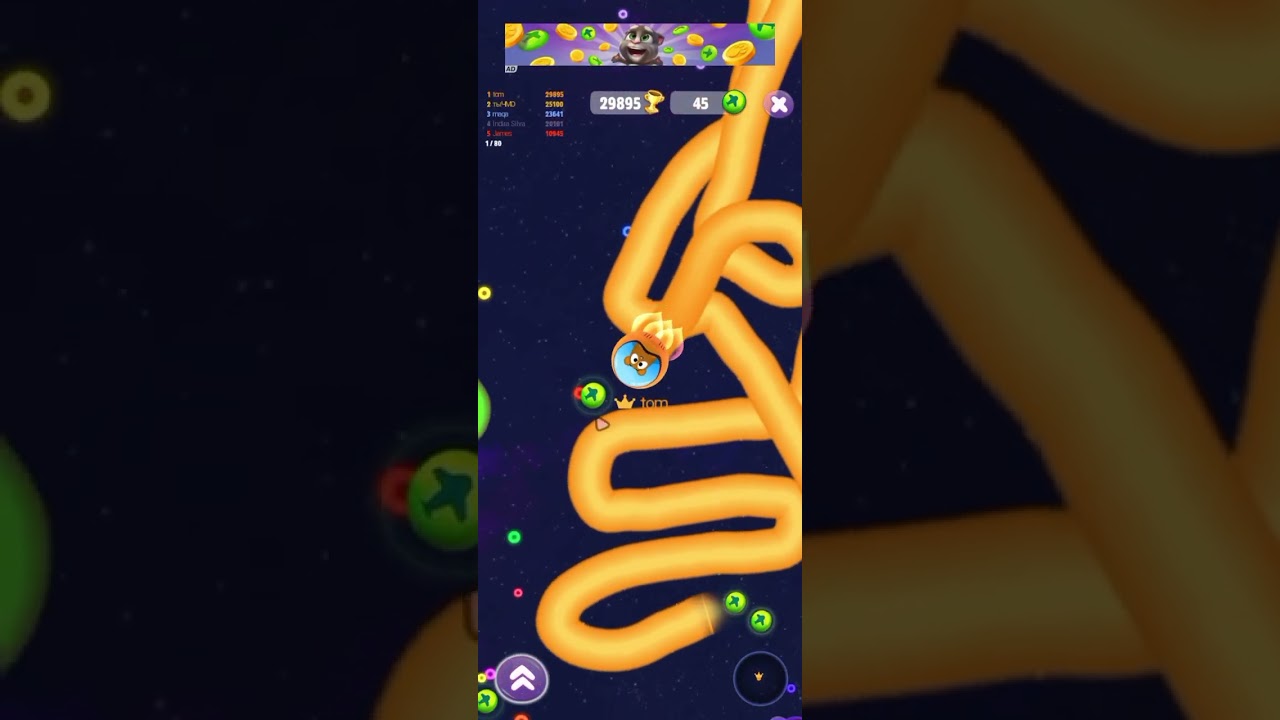 Play and become king 🤴 | see this to learn techniques of win 🏆 #snakeworms #talkingtom #snake #funny