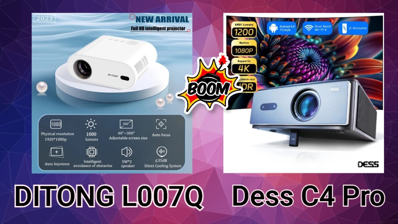 Di Tong L007q vs. Dess C4 Pro por&oacute;wnanie wyświetlanego obrazu przez projektory Led