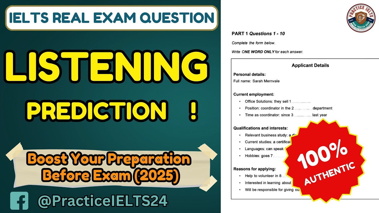 Applicant Details – IELTS Listening Test | Prediction For Upcoming Real Exam 2025