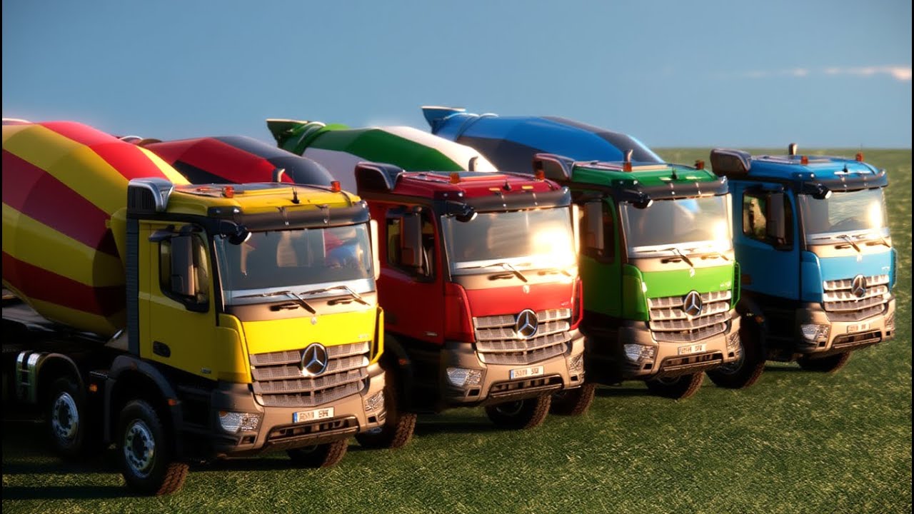 GARAGEM COM CORES - VEÍCULOS COLORIDOS - TODOS OS CAMINHÕES BETONEIRA ESTACIONADOS EM UMA | FS22