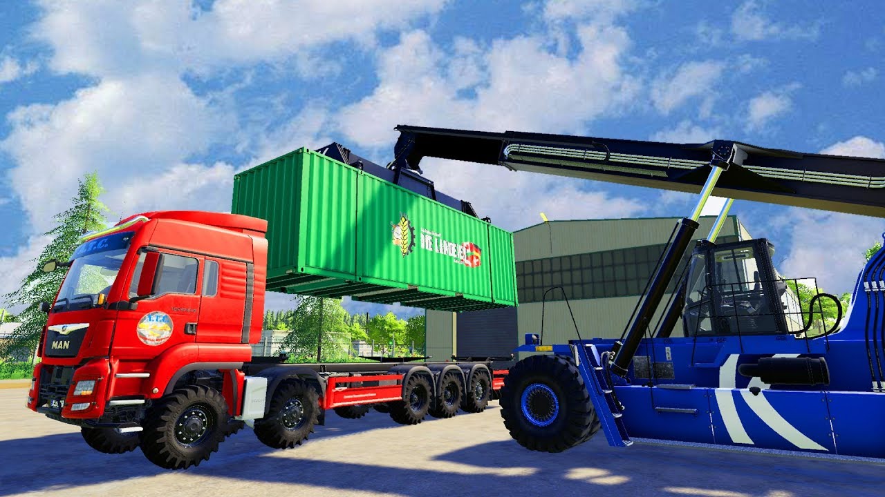 ОБЗОР МОДА НА МАН КОНТЕЙНЕРОВОЗ И ПОГРУЗЧИК ДЛЯ НИХ - FARMING 19