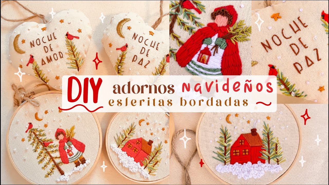 Haz tus propias manualidades navideñas DIY / ADORNOS BORDADOS PARA NAVIDAD