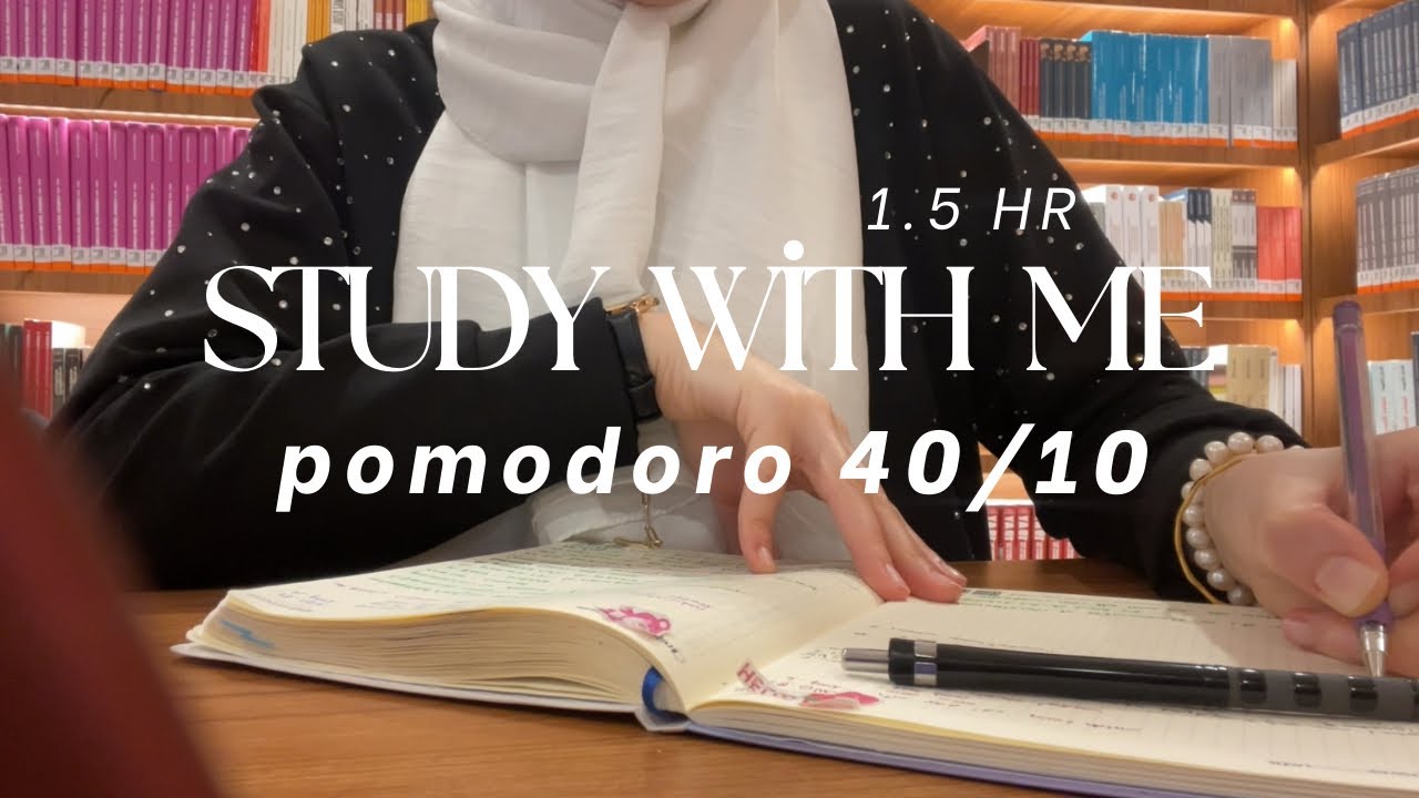 1.5 HR STUDY WITH ME | pomodoro 40/10 🍉