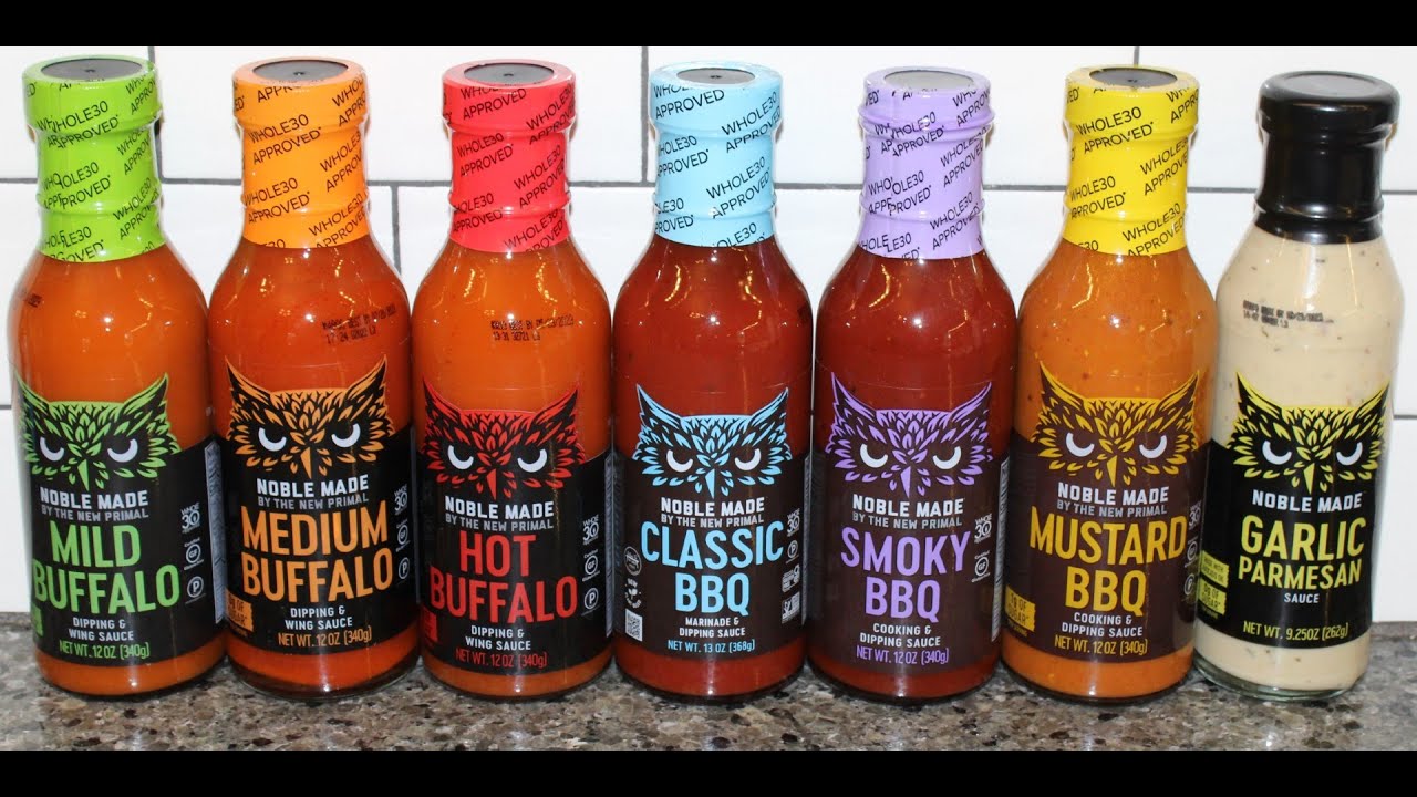 The New Primal Sauce: Mild, Medium & Hot Buffalo, Classic, Smoky & Mustard BBQ, Garlic Parmesan
