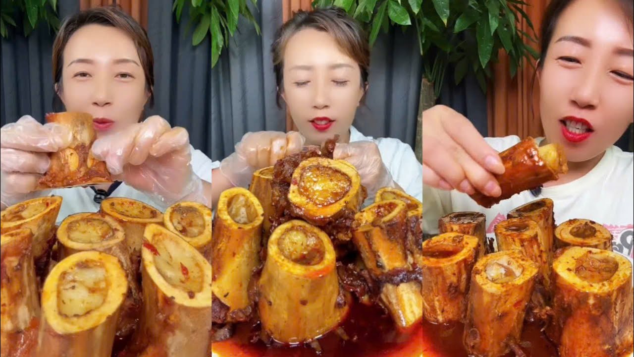 MUKBANG beef bone marrow ASMR  - The best of delicious Lien Huong food #1697