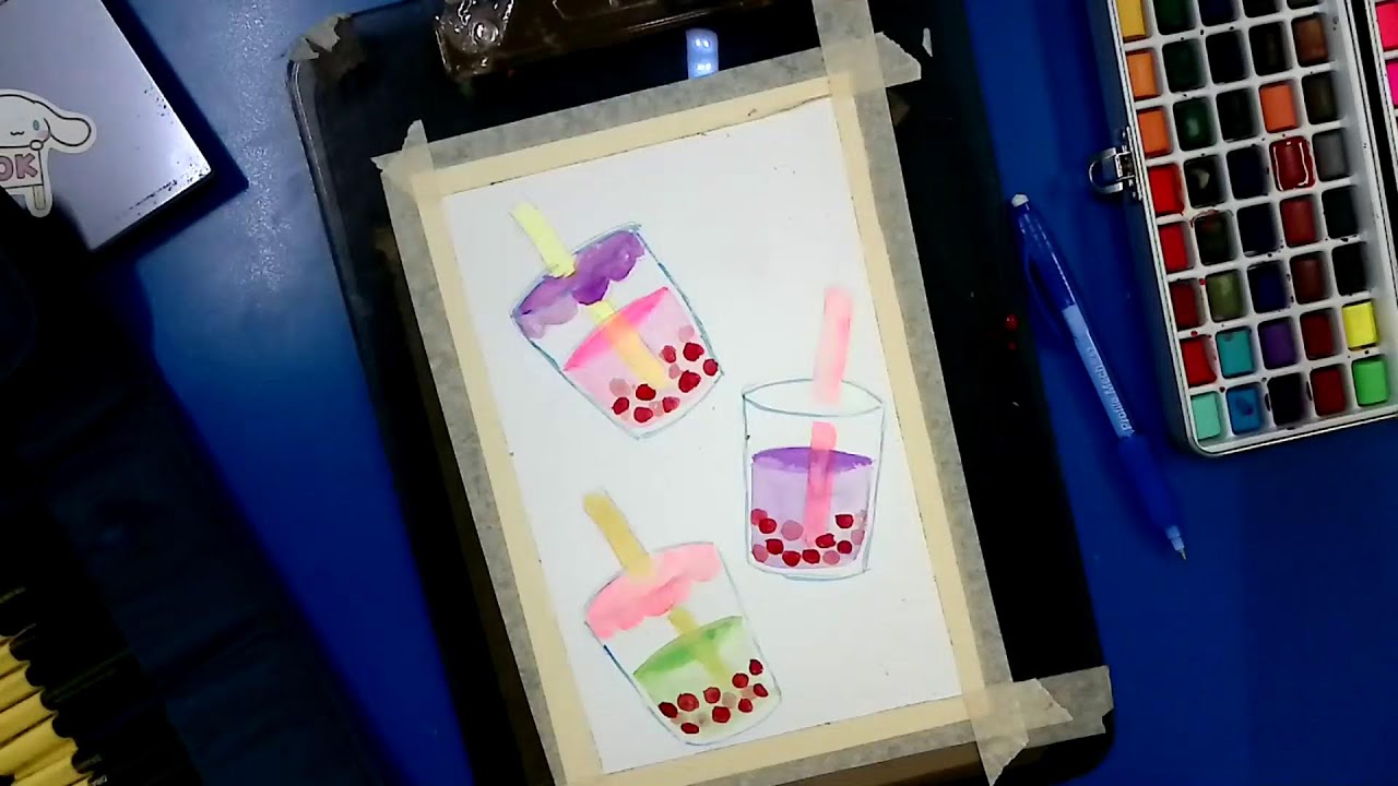 Practica Acuarela Vaso Bubble Tea