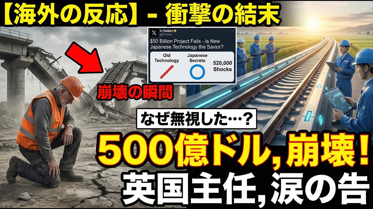 【海外の反応】「なぜ日本を無視していたのか…？」500億ドルの鉄道が数秒で崩壊した瞬間。35年の経験を持つ英国人主任技師がひざまずいて涙を流した。世界中が日本の「秘密」技術に衝撃を受けた。