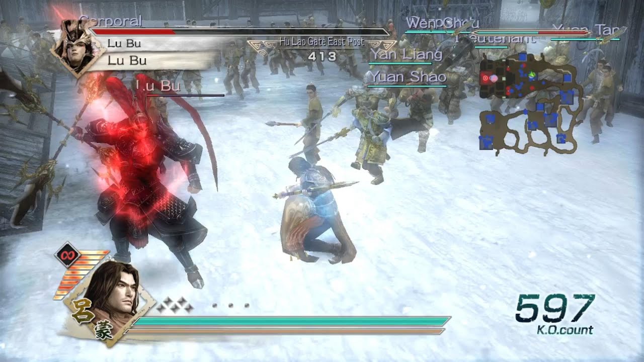 Dynasty Warriors 6 - Lu Meng - Free Mode - Chaos Difficulty - Battle of Hu Lao Gate