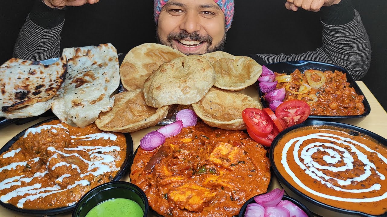 PANEER BUTTER MASALA, DUM ALOO, DAL MAKHANI, CHOLE WITH PURI & BUTTER NAAN MUKBANG | Eating Show