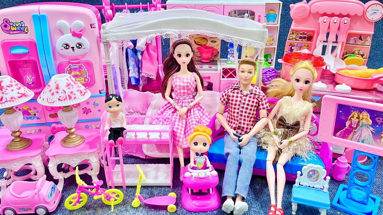14 Minutes Satisfying Unboxing Barbie Kitchen & Pink Rabbit Refrigerator PlaySet Review Toys｜ASMR