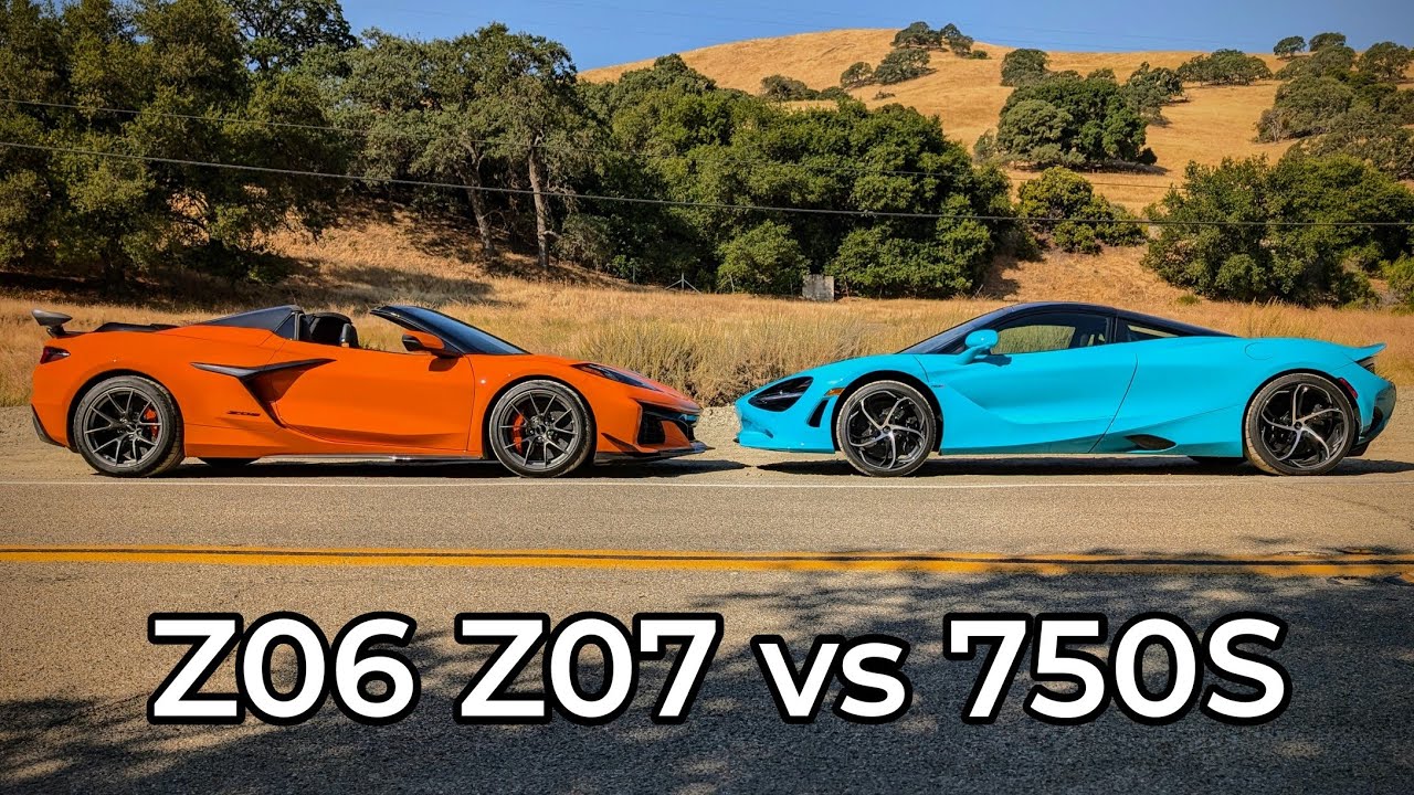 Chevrolet Corvette C8 Z06 2023 года против McLaren 750S 2024 года — прямой обзор!