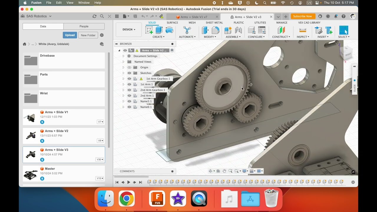 FRC CAD HIWD 2023 5 Axis Arm: 1st Arm, 2nd Arm, and Slide