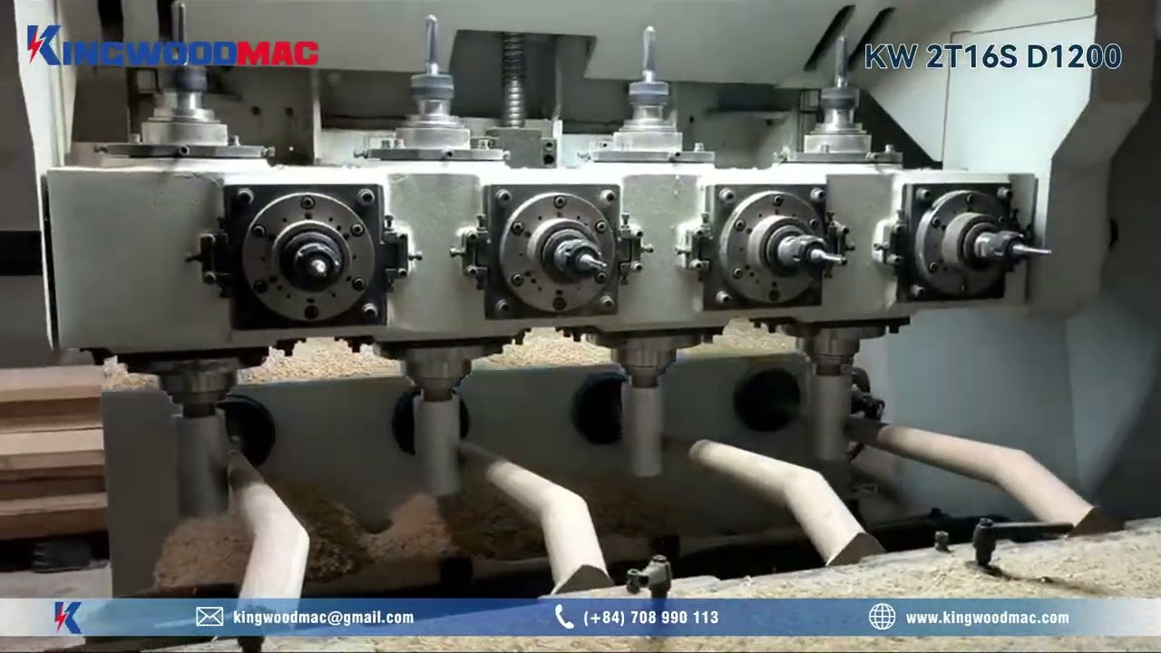 CNC phay tiện chân ghế 4 phôi cùng lúc | Máy phay tiện đa năng 16 dao 2 bàn | Máy Gỗ Kingwoodmac