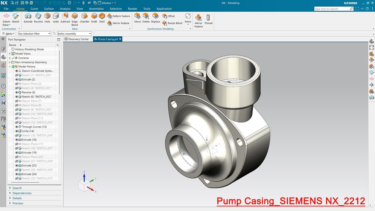 Pump Casing Part Design in Siemens NX 2212 | Peripheral Water Pump Assembly | 3D CAD Modeling