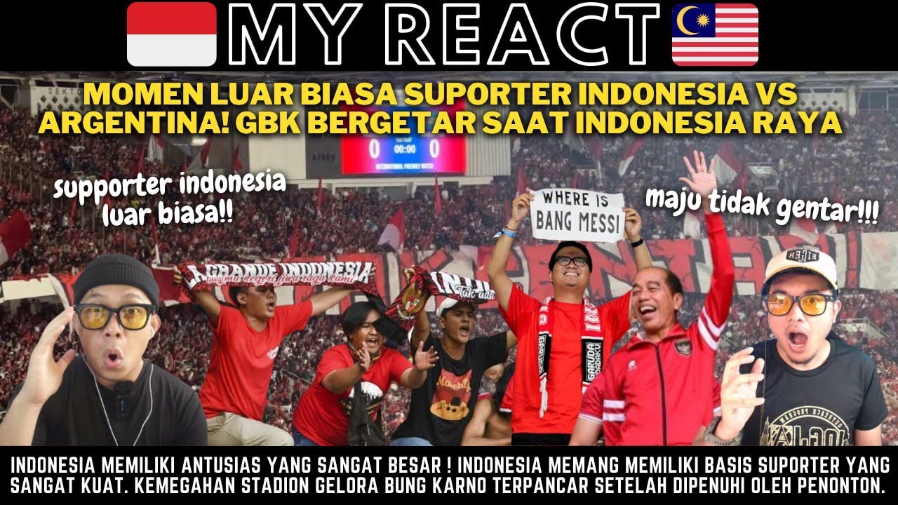 DETIK LAGU INDONESIA RAYA DINYANYIKAN SUPPORTER TIMNAS INDONESIA VS ARGENINTA MENGGEMPARKAN GBK