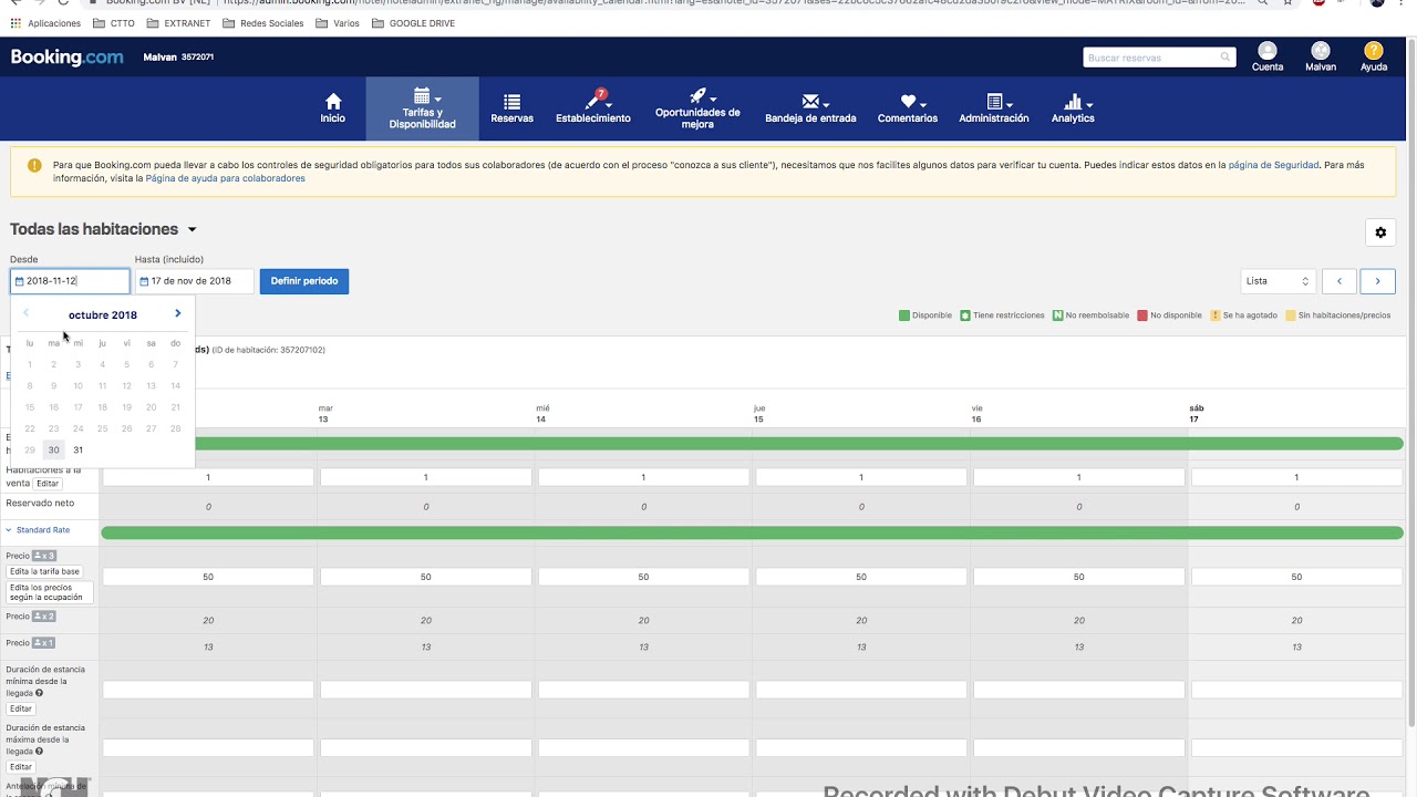 Como fijar precio en Booking