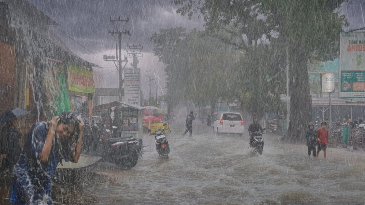 HEAVY RAIN THAT FLOODED MY VILLAGE | RAIN SOUNDS FOR SLEEPING 🌧🥱
