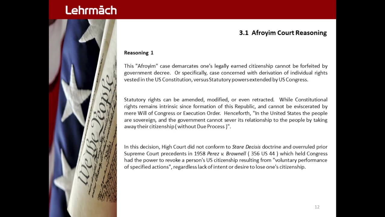 Afroyim Citizenship RBA 12.0 - Court Reasoning 1
