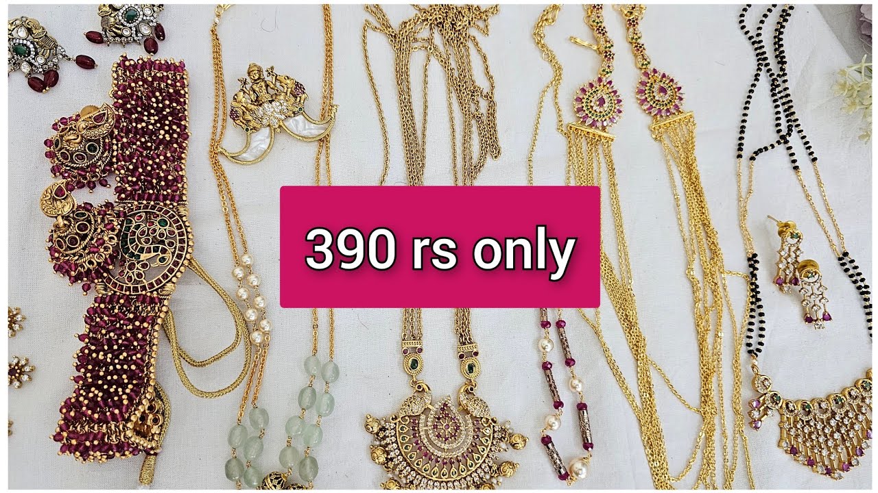 Simple one gram gold chains and earrings 78010 69239 