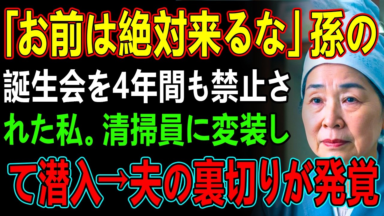 「お前は絶対来るな」孫の誕生会を4年間も禁止された私。清掃員に変装して潜入→夫の裏切りが発覚
