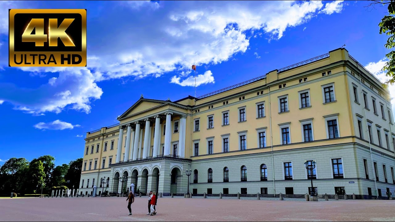 Walking tour around The Royal Palace in Oslo,Norway 🇳🇴 | 4K/60fps HDR | Summer Walk 2022 [4K]