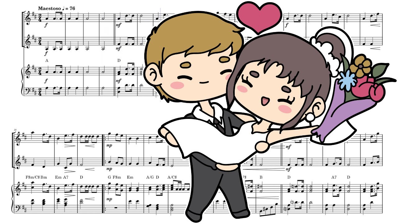 VIOLIN DUET & PIANO Sheet Music | Wedding March (Bridal Chorus) - Wagner