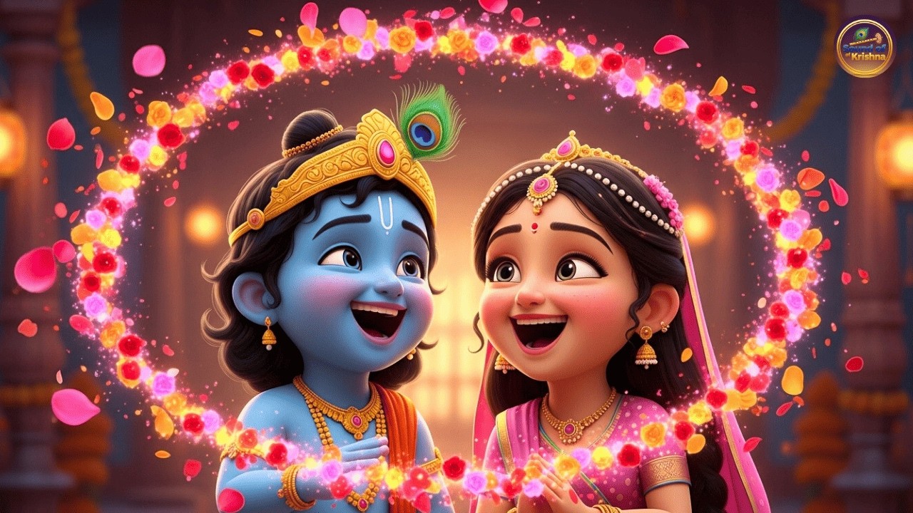 Holi with Little Krishna | Shri Krishna Govind Hare Murari | Phool Holi Special Kids Bhajan 12
