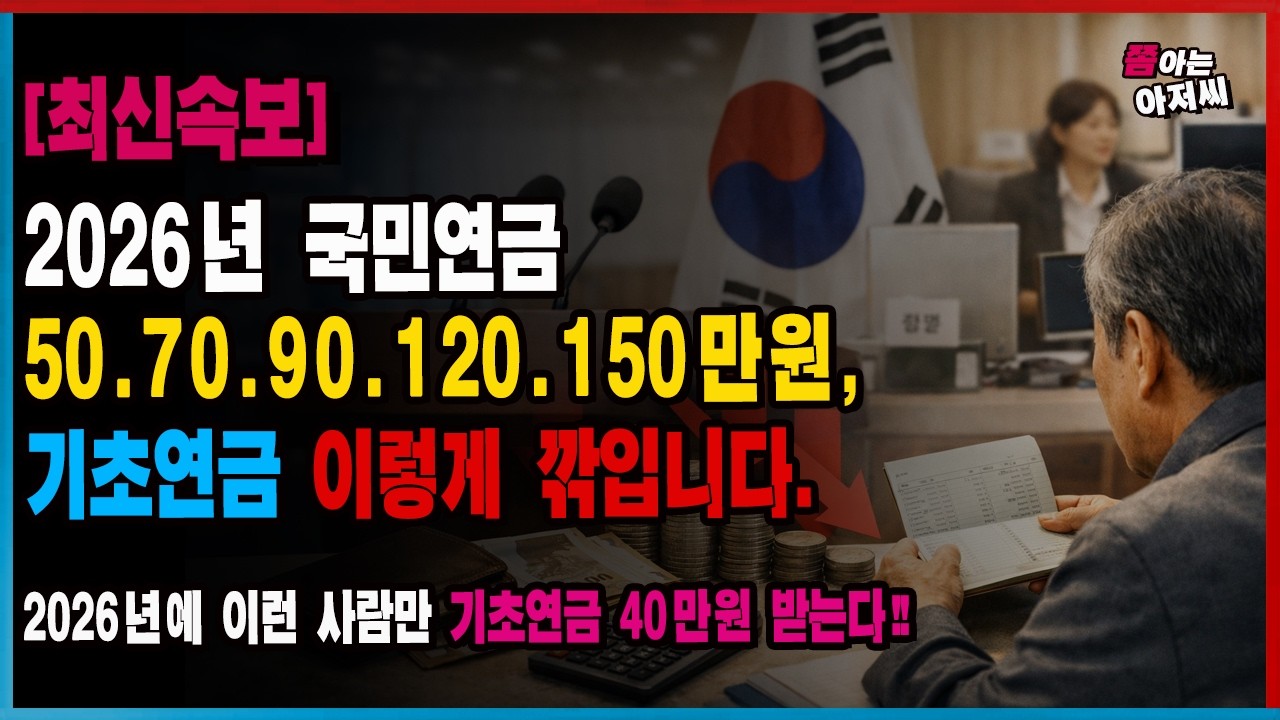 [최신속보] 2026년 국민연금 50.70.90.120.150만원이면 기초연금 이렇게 깎입니다!