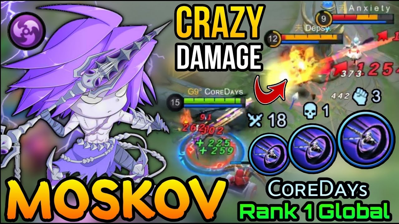 Insane Spear Damage Moskov with 18 Kills!! - Top 1 Global Moskov by CᴏʀᴇDᴀʏs - MLBB