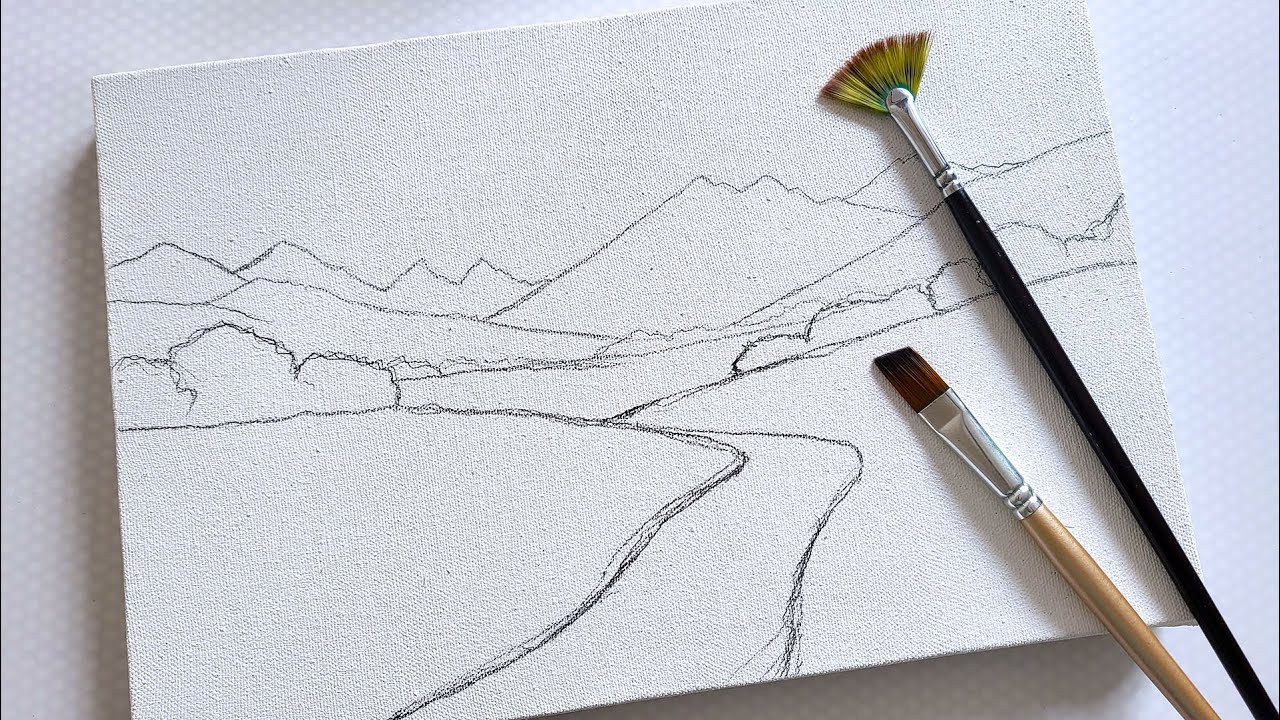 Mountain Lavender / Landscape Acrylic Painting / Step by step