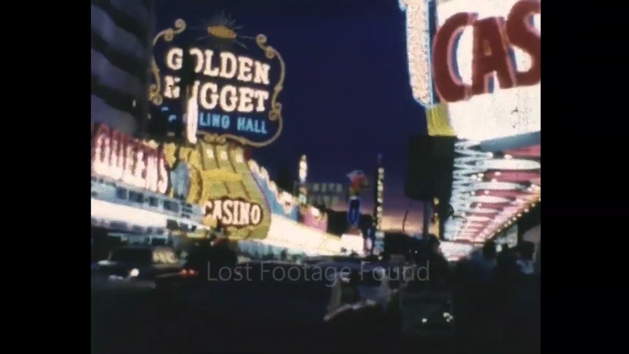 1960s Las Vegas Strip at Night | Vintage Archival Film of Golden Nugget & Pioneer Club