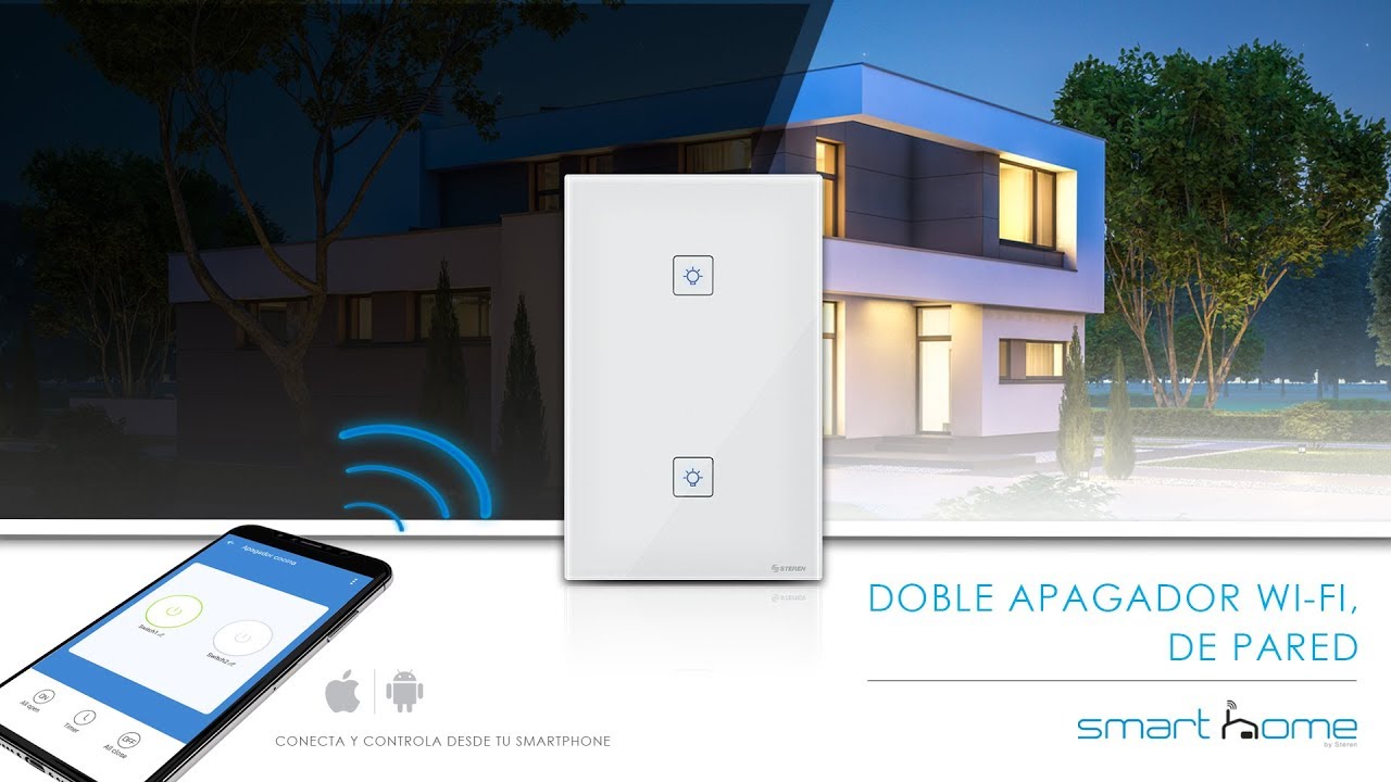 Doble apagador Wi-Fi de pared SHOME-110 | Steren
