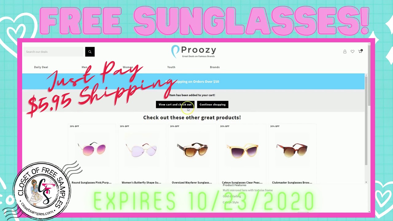 FREE Fashion Sunglasses from Proozy!