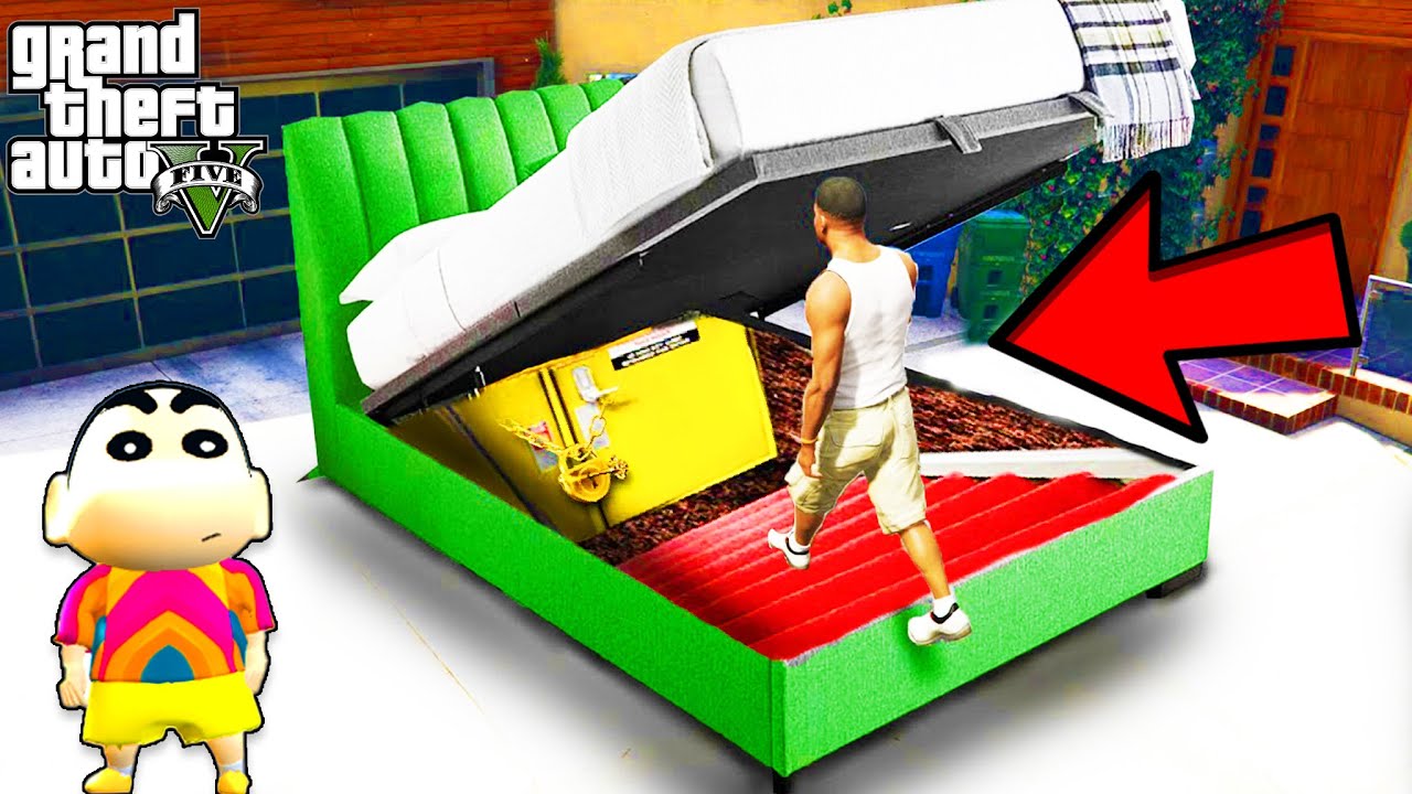 Franklin Found NEW SECRET ROOM Under Franklin's Bed in GTA 5 | SHINCHAN and CHOP