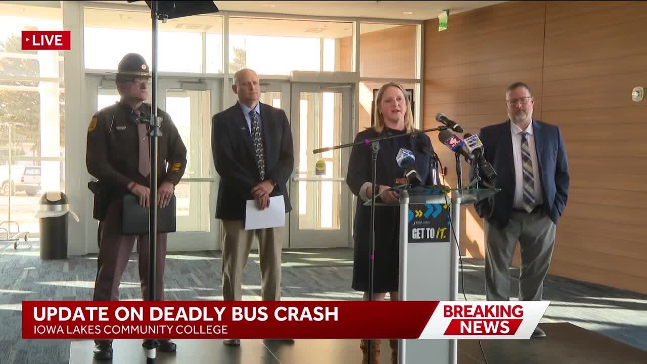 FULL NEWS CONFERENCE: Iowa Lakes officials identify baseball player killed in bus crash