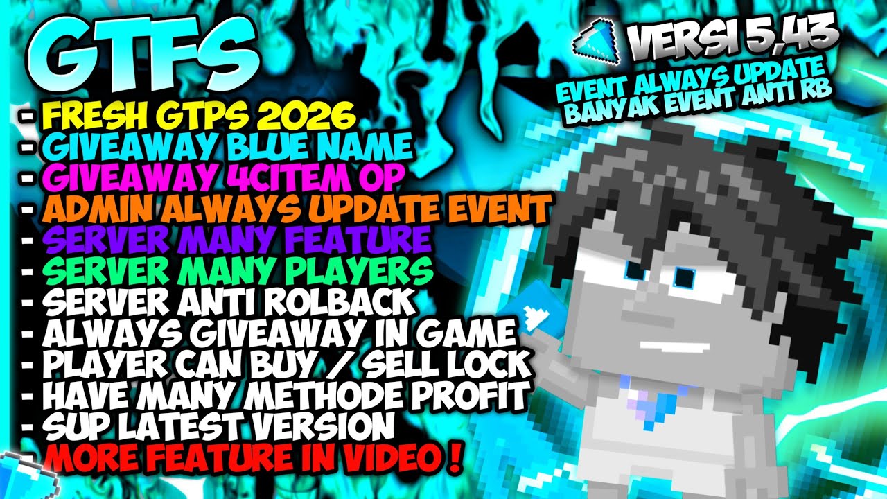 GTPS Terbaru 2026 ❗ GTFS❗ Giveaway Role @BlueName 🥳 - Growtopia private server