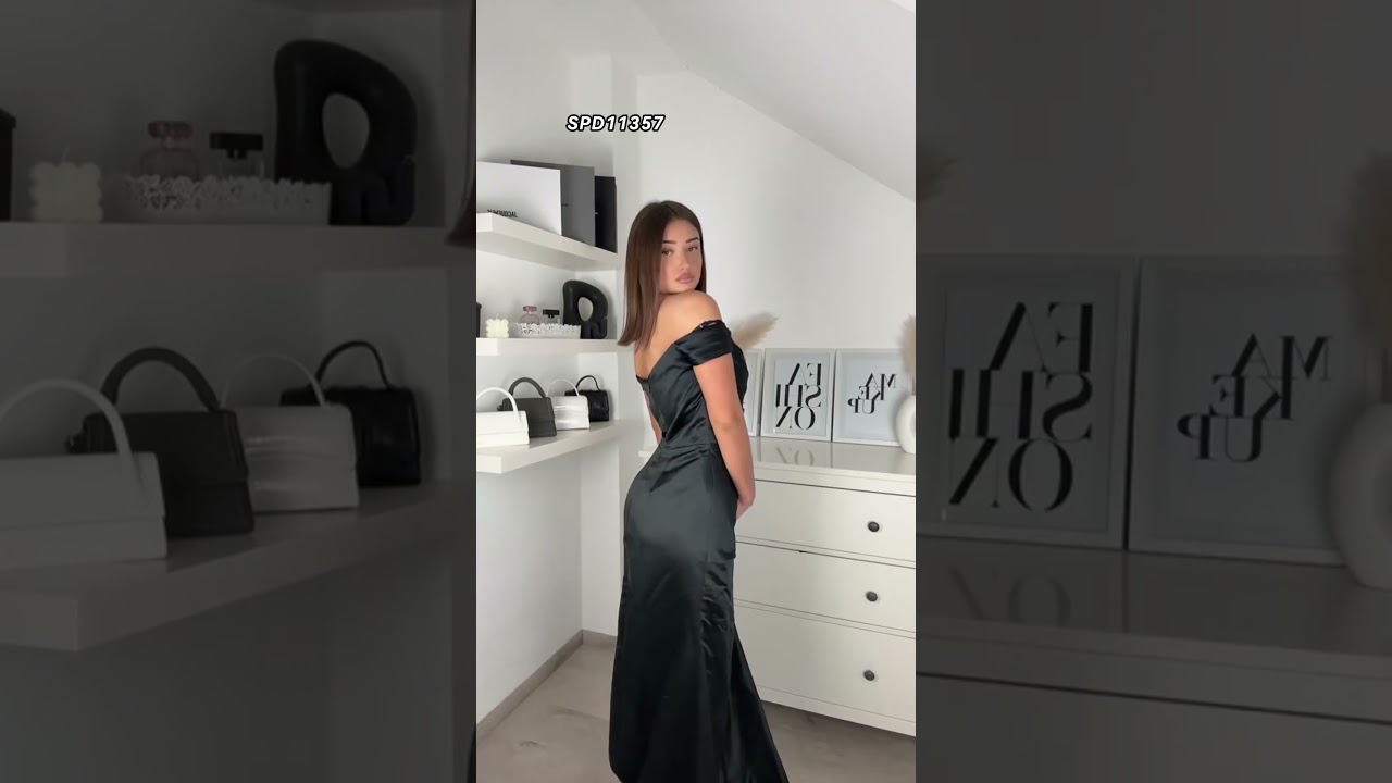 Prom Ready with @giuliafrjc | Black Satin High Slit Gown 🖤