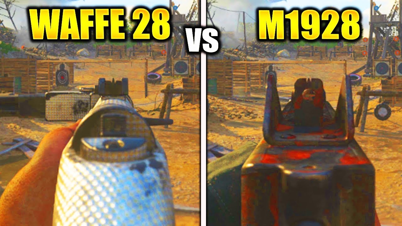 WAFFE 28 vs M1928! WHICH GUN KILLS FASTER!? CALL OF DUTY WW2 GUN STATS 