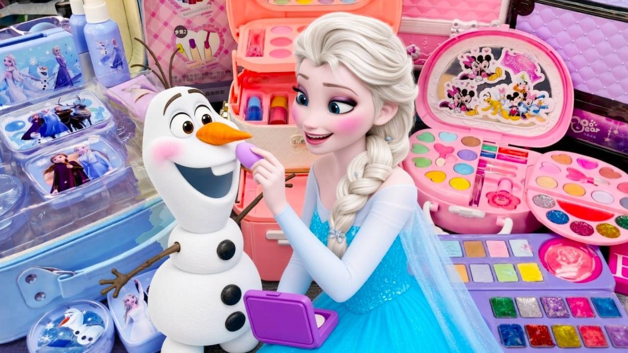 ULTIMATE Frozen Elsa Makeup & Olaf Beauty Collection ❄️💄 Satisfying Unboxing Toys ASMR
