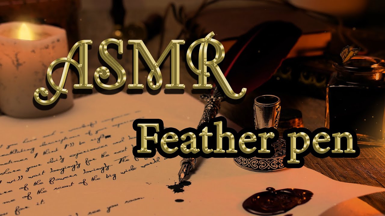ASMR FEATHER PEN 📜 Relaxing sounds - ink bottle, writing & parchment sounds
