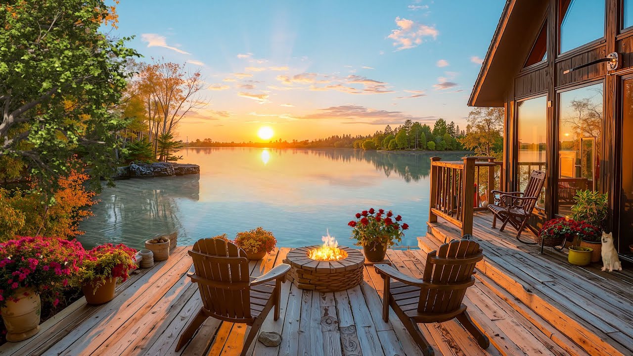 Lakeside Forest Cabin Escape 🏡🔥 Campfire, Birds & Peaceful Nature Sounds