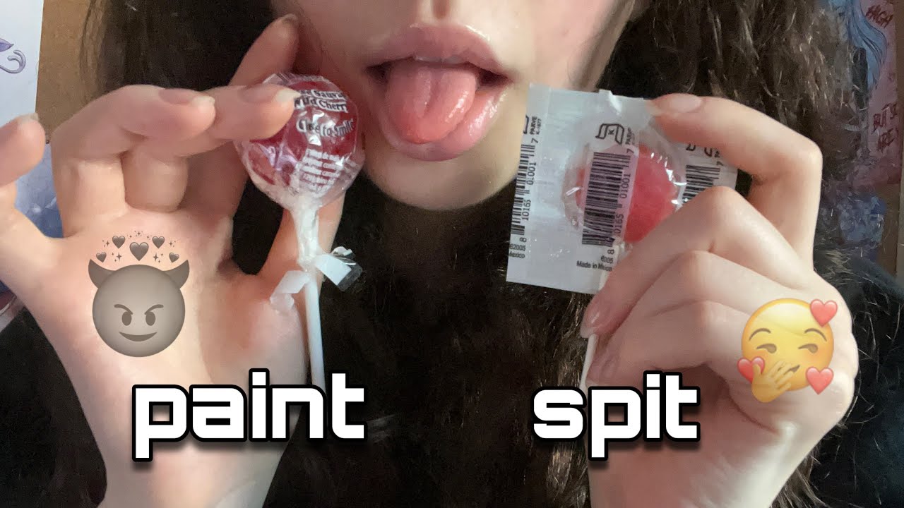ASMR CHAOTIC SPIT PAINTING (you with lollipop[s]) (mouth sounds, moving the camera, screen tapping)