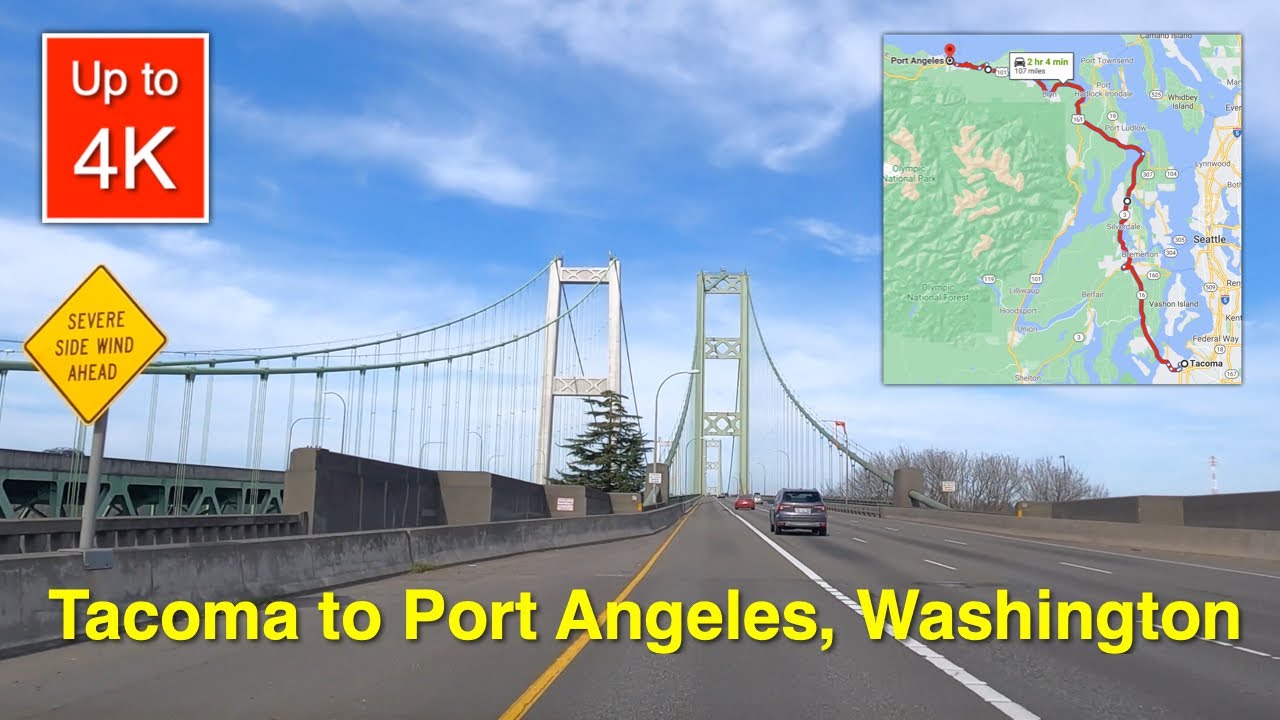 Drive from Tacoma to Port Angeles, Washington (No Sound)
