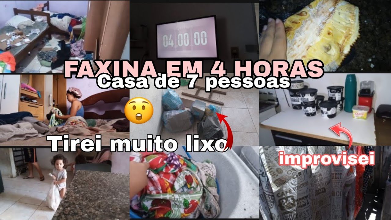 FAXINA na CASA de 7 PESSOAS em 4 HORAS| TIREI MUITO LIXO 🚮 