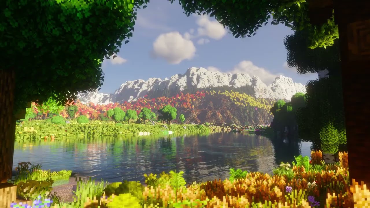 Minecraft Autumn Mountains   Cozy 4K Live Wallpaper 🍂🏔️720p