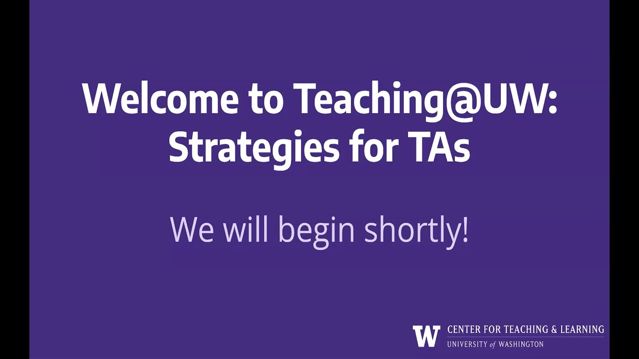Welcome to Teaching@UW - Live learning session on Zoom