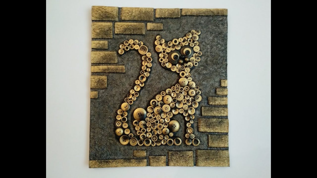DIY/Cat of button art/ Панно 