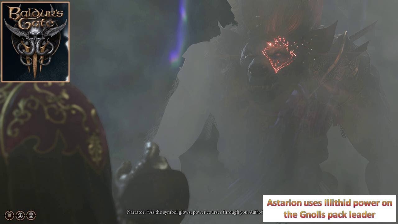 [*/\*] Baldur's Gate 3 - Astarion uses the Illithid power on a Gnoll Hunter pack leader
