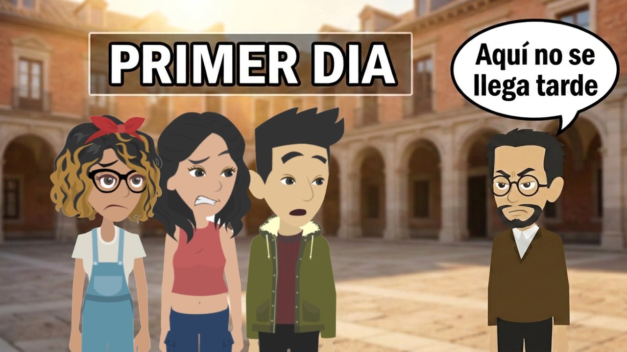 S01E02 – Una nueva etapa | Primer día en la universidad 🇪🇸 (A1/A2 – Diálogo para aprender español)