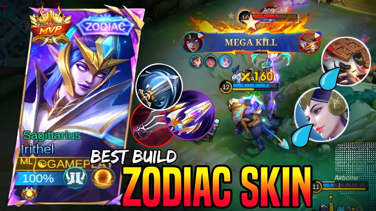 Mega Kill🔥IRITHEL Zodiac Skin Gameplay | Build Top Global Irithel Gameplay - mlbb